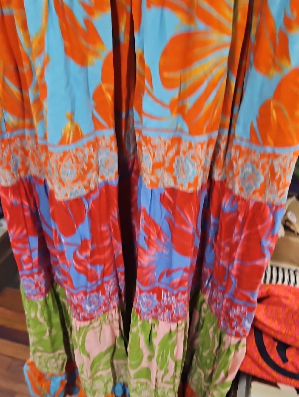 Bright Multi-Panel Floral Maxi Dress - Sleeveless Wrap - Picture 6 of 10